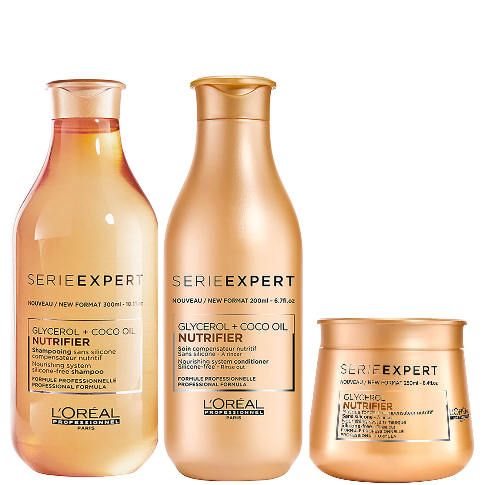 L’Oréal Professionnel Serie Expert Nutrifier shampoo, conditioner and masque trio