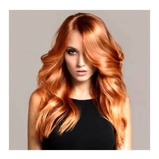 Woman with long copper hair