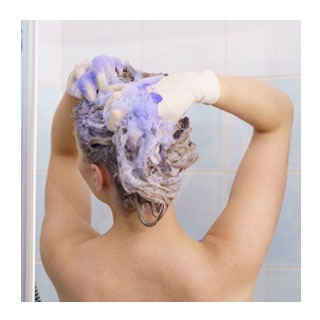 Rinsing hair colour out in the shower