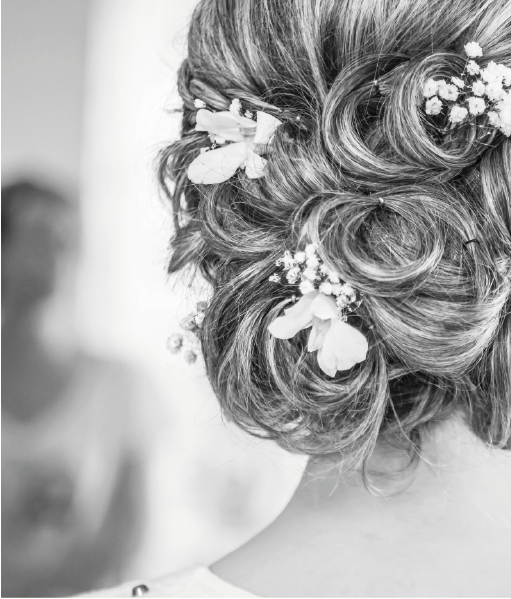 Bridal updo with flowers